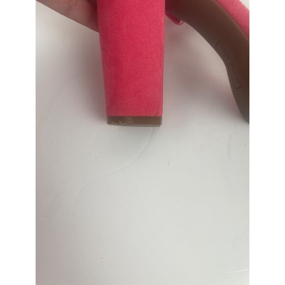 Anne Klein Pink Suede Platform Heels Strappy Open Toe Sandals Sz 7.5 Barbiecore - Picture 10 of 13